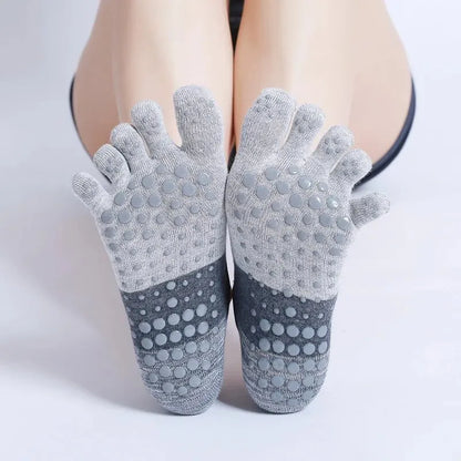 Ladies Breathable Yoga Socks - Non-Slip Silicone Five Finger Pilates Socks for Women, Backless Fitness and Ballet Dance Gym Sock