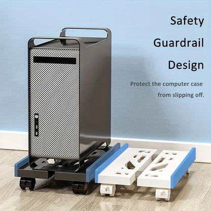Versatile Adjustable Mobile CPU Stand with Ventilation - PC Tower Holder on 4 Caster Wheels, Perfect Under Desk Solution