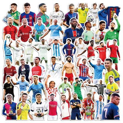 Football Player Stickers – 50PCS Waterproof Soccer Star Decals for Laptops, Water Bottles, Phones & Fan Gifts