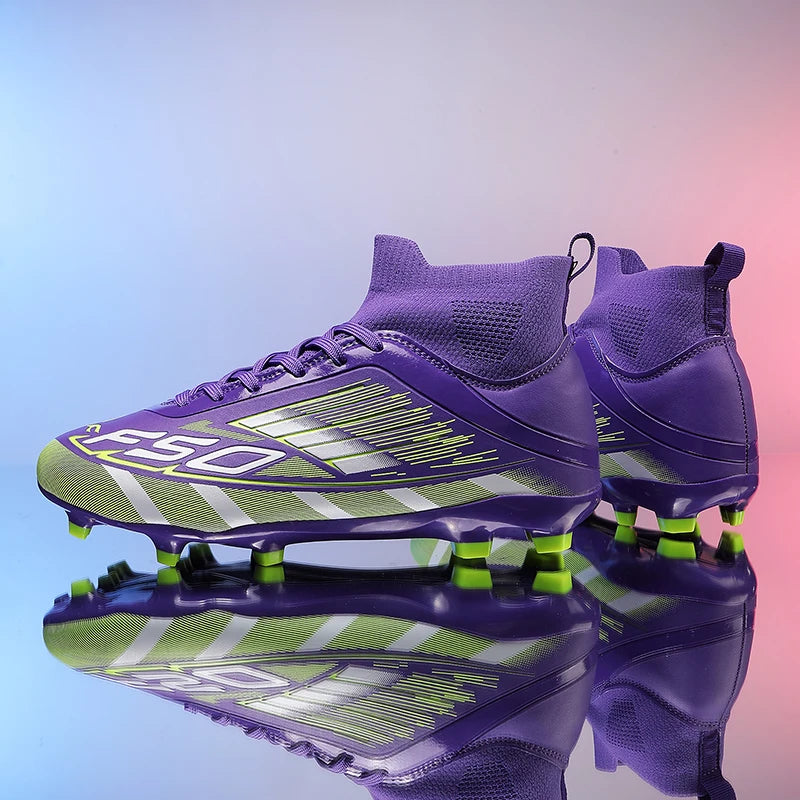 Men’s Soccer Cleats - Lightweight High-Top Football Shoes with Non-Slip Grass Grip