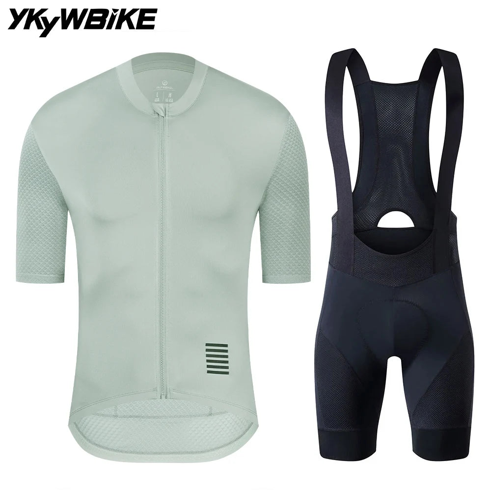 YKYWBIKE Cycling Jersey & Bib Shorts Set — Classic MTB Bike Clothing with Reflective Details