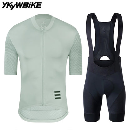 YKYWBIKE Cycling Jersey & Bib Shorts Set — Classic MTB Bike Clothing with Reflective Details