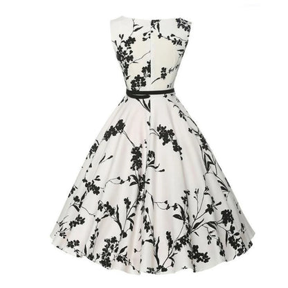Women’s Summer Floral Vintage Swing Dress – Retro Rockabilly Casual Floral Midi Vestido for Everyday & Vacation Wear