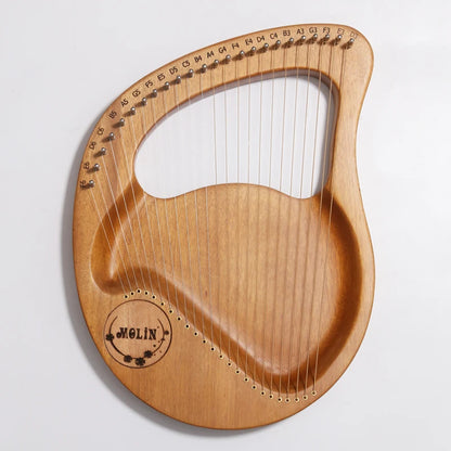 24-String Lyre Harp – Wooden Mahogany Piano Harp for Beginners with Matching Gifts