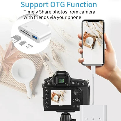 3-in-1 USB Type-C Card Reader - SD TF Memory Card Adapter OTG Converter for Huawei, Samsung, Xiaomi Phones & Tablets