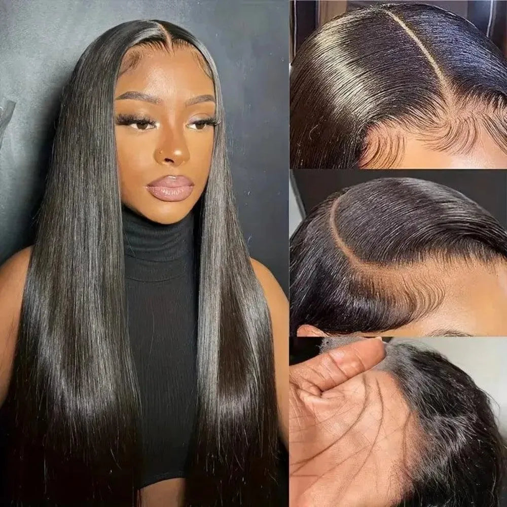 36-38 Inch HD Transparent Lace Front Wig – 13x6 & 5x5 Glueless Bone Straight Human Hair, 200 Density