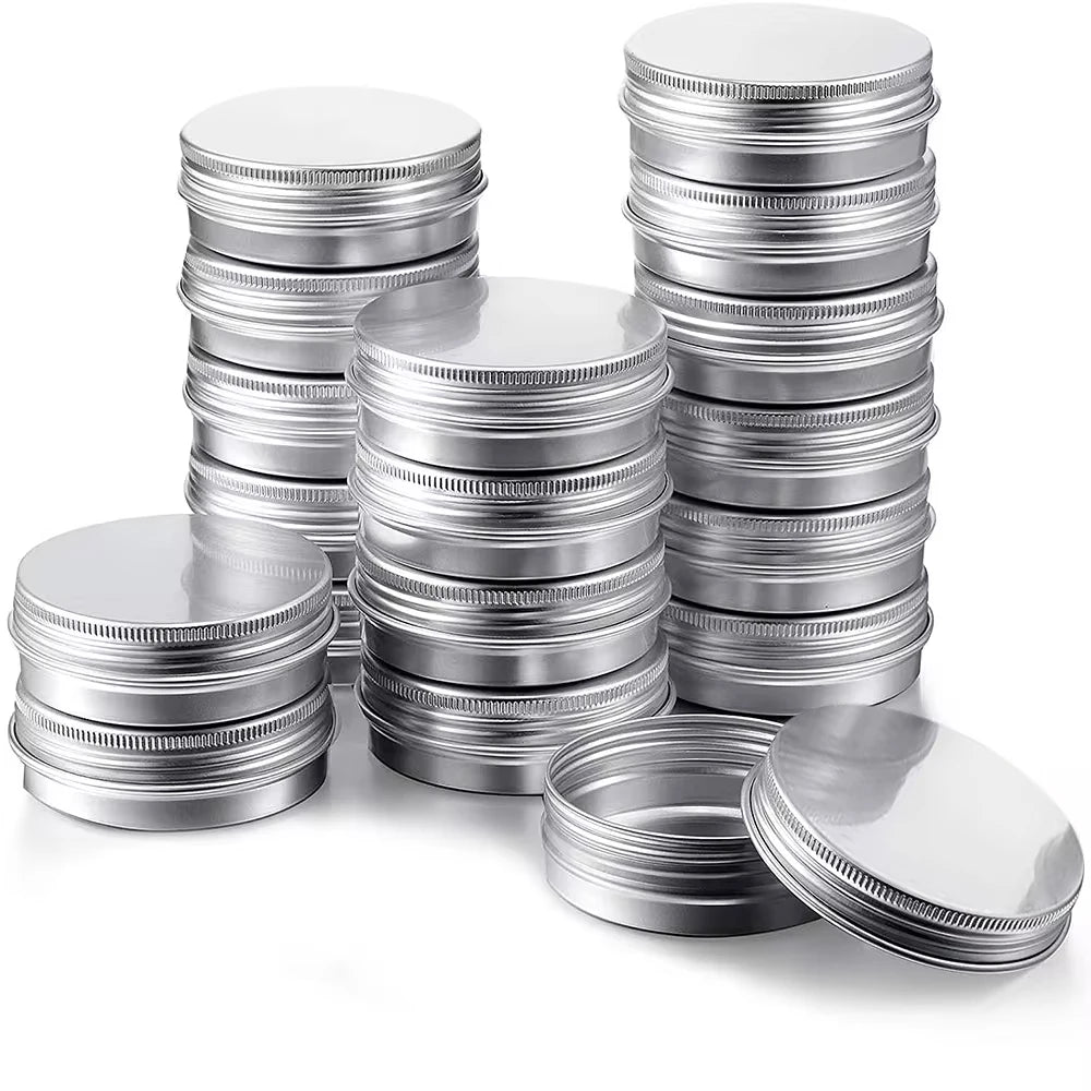 50PCS Aluminum Tin Jars – 5g to 100g Metal Containers for Cosmetic Creams, Lip Balm & Face Care