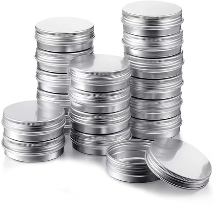 50PCS Aluminum Tin Jars – 5g to 100g Metal Containers for Cosmetic Creams, Lip Balm & Face Care