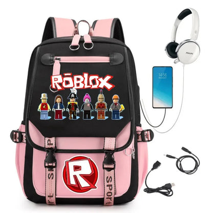 Roblox Creative School Backpack – Double Zipper Cartoon Bag for Boys & Girls, Orthopedic Durable Student Backpack, Kids Gift