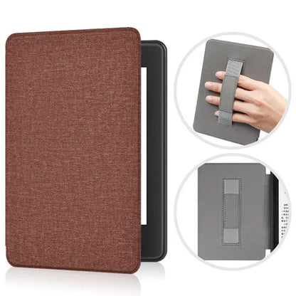 6" Kindle 11th Generation 2024 Case | PU Leather Ebook Cover with Hand Strap & Auto Wake Sleep