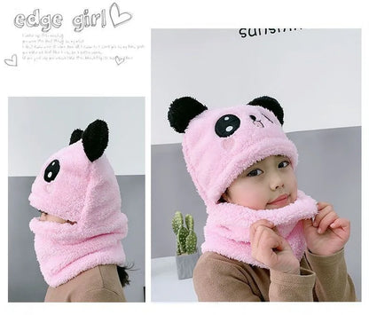 Fashionable Kids Beanie Set - Autumn & Winter Cartoon Scarf Hat, Double Layer Wool, Warm Boys & Girls Winter Hat