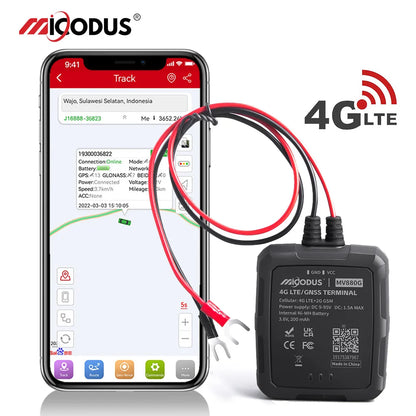 MiCODUS MV880G 4G GPS Tracker - IP67 Waterproof Plug & Play Real-Time Vehicle & Motorcycle Anti-Theft Tracking Device
