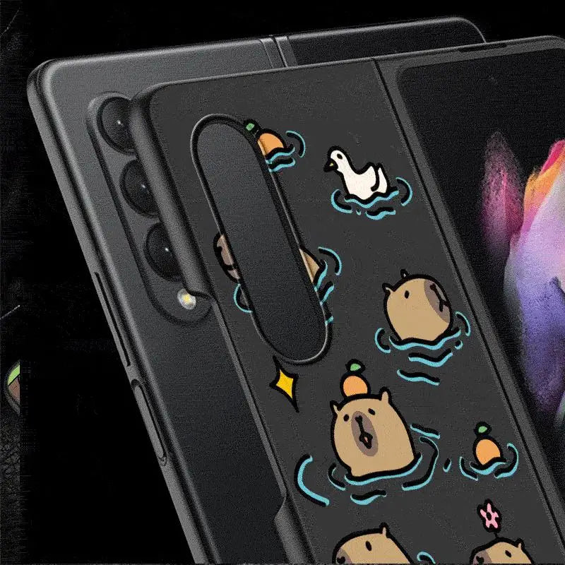 Cute Capybara Case for Samsung Galaxy Z Fold 6/5/4/3 5G – Funny Bumper Shockproof Cover