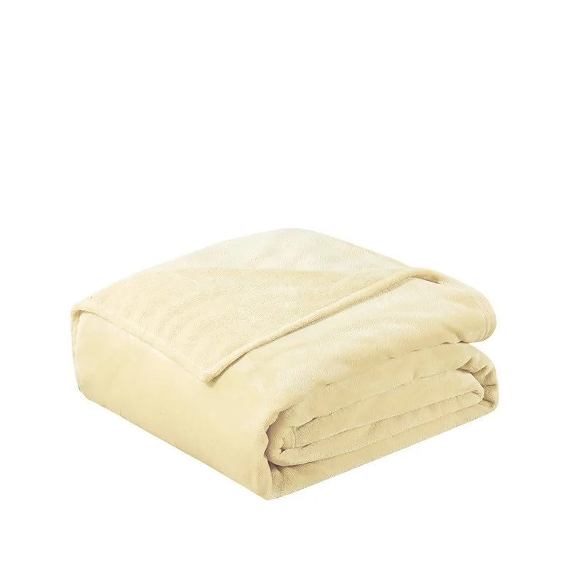 Winter Flannel Blanket – 230GSM Soft Solid Blue Coral Fleece Bedspread, Thin Warm Sofa Cover, Faux Fur Plaid Throw