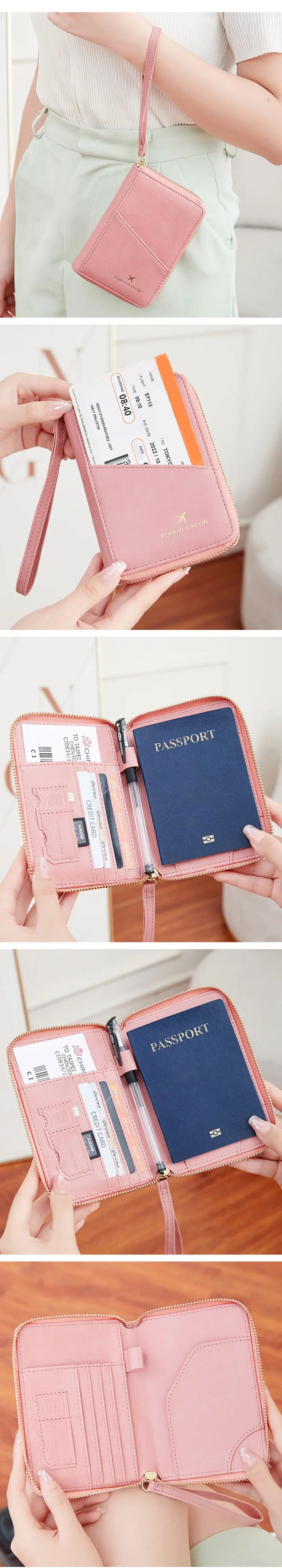 New Retro RFID PU Leather Passport Bag – Fashionable Multifunctional Passport Cover & Travel Clip for Men & Women
