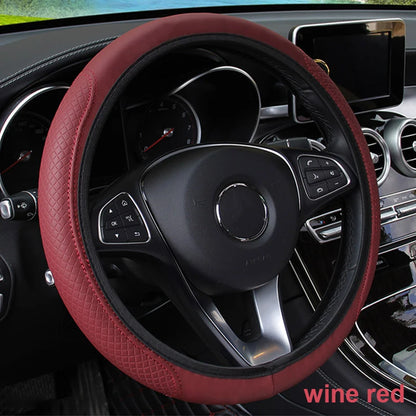 Universal Car Steering Wheel Cover - Microfiber Leather, Anti-Slip & Breathable, Fits 37-39cm Steering Wheels