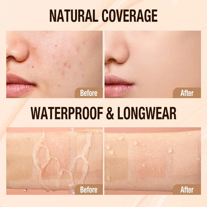 O.TWO.O Liquid Foundation Cream – 30ml High Coverage Waterproof Makeup Base with SPF30 Concealer