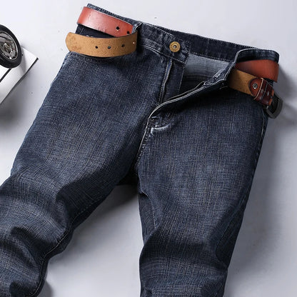 Men's Stretch Straight Leg Business Jeans – Classic Casual Denim Pants