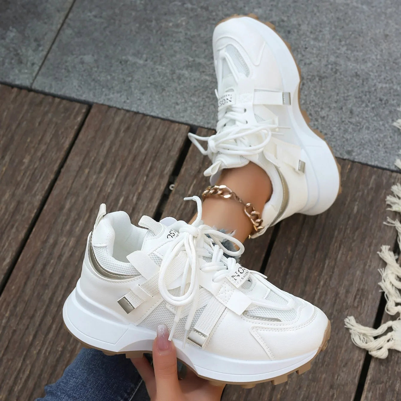 New Women’s Mesh Sneakers - Breathable Platform Lace-Up Casual Outdoor Low Top Shoes, Zapatos De Mujer