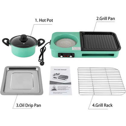 Multifunctional 3-in-1 Electric Grill — Smokeless Korean BBQ, Hot Pot & Non-Stick Baking Pan Multi-Cooker