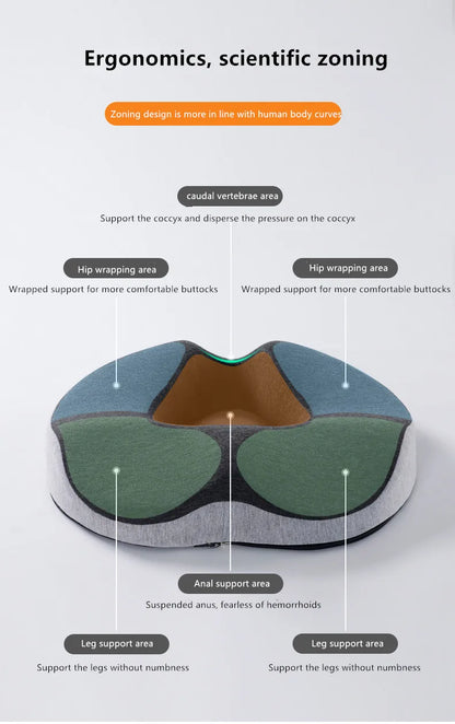 Memory Foam Hemorrhoid Seat Cushion – Donut-Shaped Pain Relief for Sciatica, Tailbone & Bed Sores, Travel & Office Use
