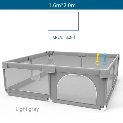 IMBABY Baby Playpen – Light Gray Corralito with Pull Ring, Child Safety Barrier Fence and Ball Box for Baby Playground