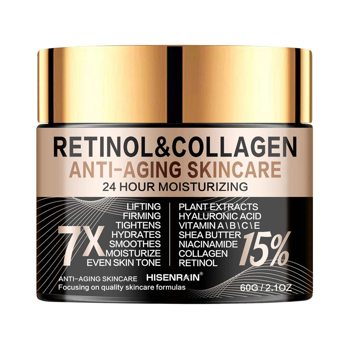 HISENRAIN Retinol Collagen Face Cream - Anti-Aging Moisturizer for Fine Lines, Wrinkles & Firm Skin