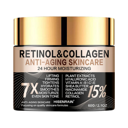 HISENRAIN Retinol Collagen Face Cream - Anti-Aging Moisturizer for Fine Lines, Wrinkles & Firm Skin