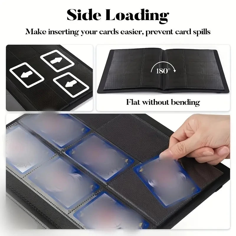 9-Pocket Card Binder – 360 Trading Card Holder Book with Premium PU Cover, Zip Binder for Cards, Durable Side Loading