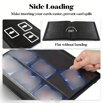 9-Pocket Card Binder – 360 Trading Card Holder Book with Premium PU Cover, Zip Binder for Cards, Durable Side Loading