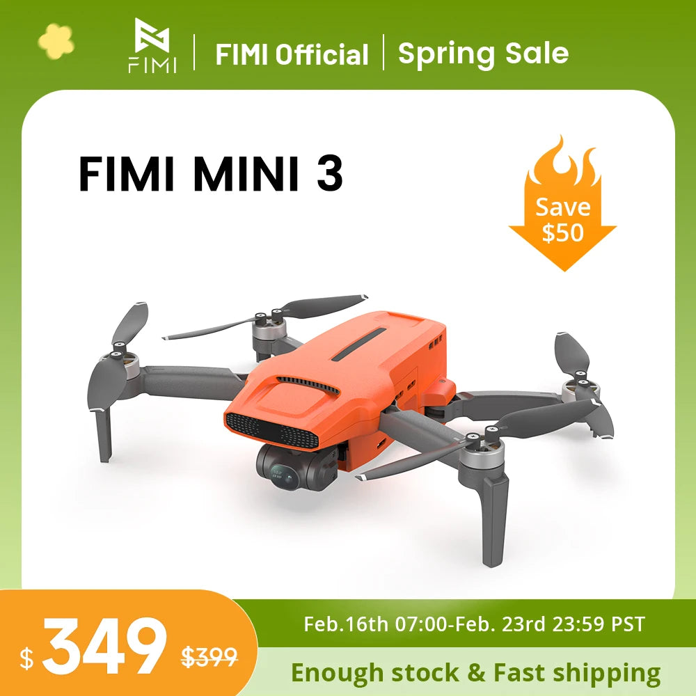 FIMI MINI 3 Drone – 4K 60FPS AI Super Night Video, 9KM Range, 3-Axis Gimbal, 249g Ultralight Smart Tracking Pro Drone