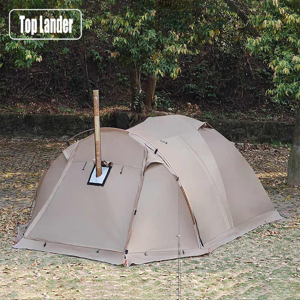 Fireproof Hot Tent for 2 People – Waterproof Extend Dome with Stove Jack & Snow Skirt, 4-Season Camping, Hiking, Hunting Winter Shelter