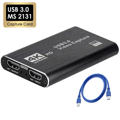 4K USB 3.0 Video Capture Card - HDMI-Compatible 1080P 60Hz HD Recorder for PS4, OBS, Game Recording & Live Streaming