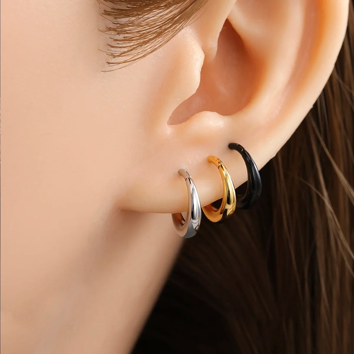 316L Stainless Steel Hoop Nose Ring – Water Drop Hinge Clicker Septum & Cartilage Earring for Women & Men Piercings