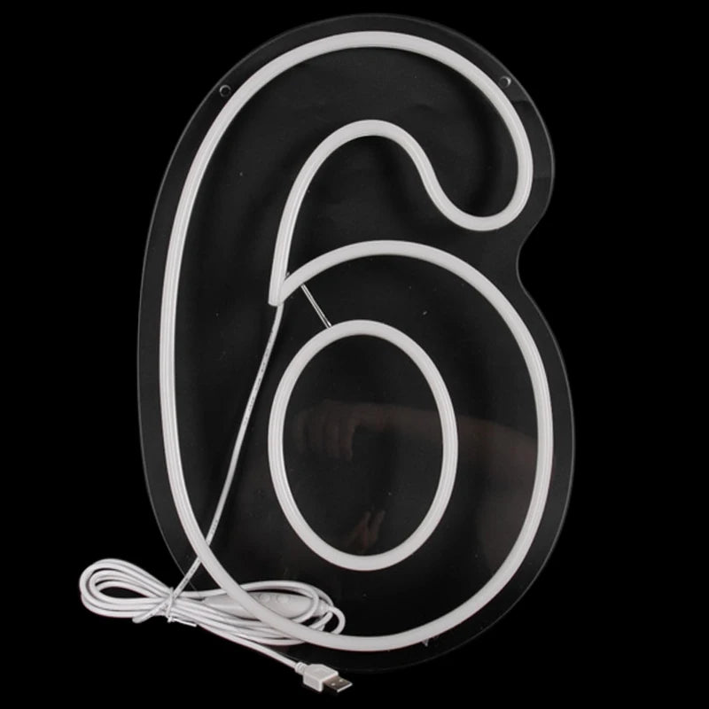 Numbers Neon Sign 0–9 – Acrylic LED Birthday, Wedding & Business Wall Decor with Switch