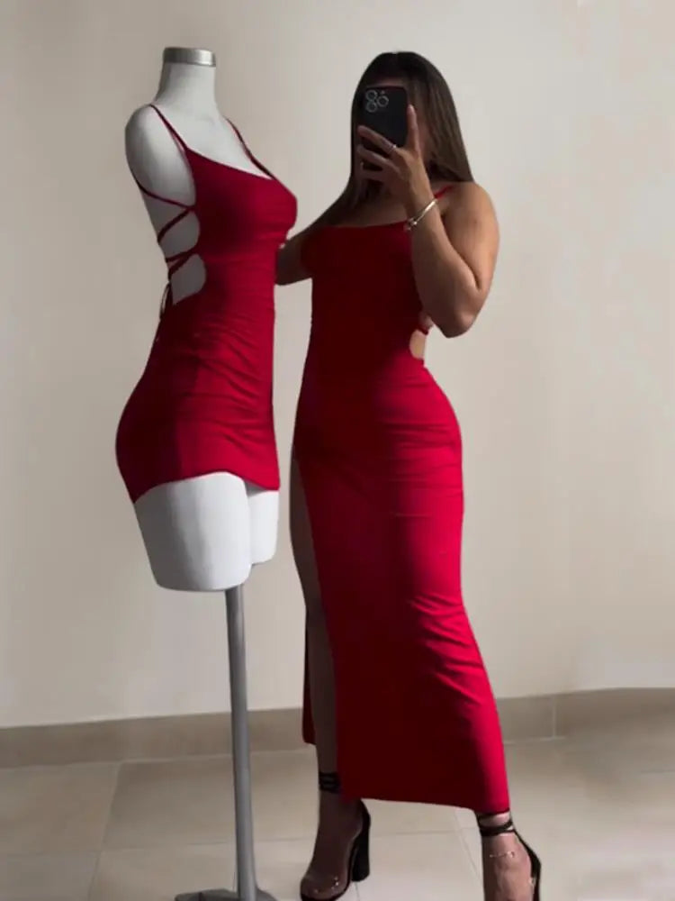 2024 New Summer Dress - High Sensibility Halter Strap Spice Girl Bag Hip Dress