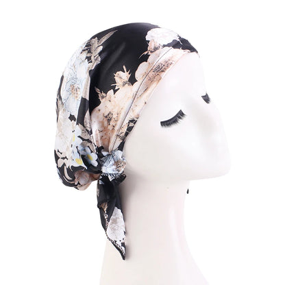 Women’s Satin Pre-Tied Turban – Paisley Pattern Muslim Headband & Chemo Hair Scarf Head Wrap Bandana