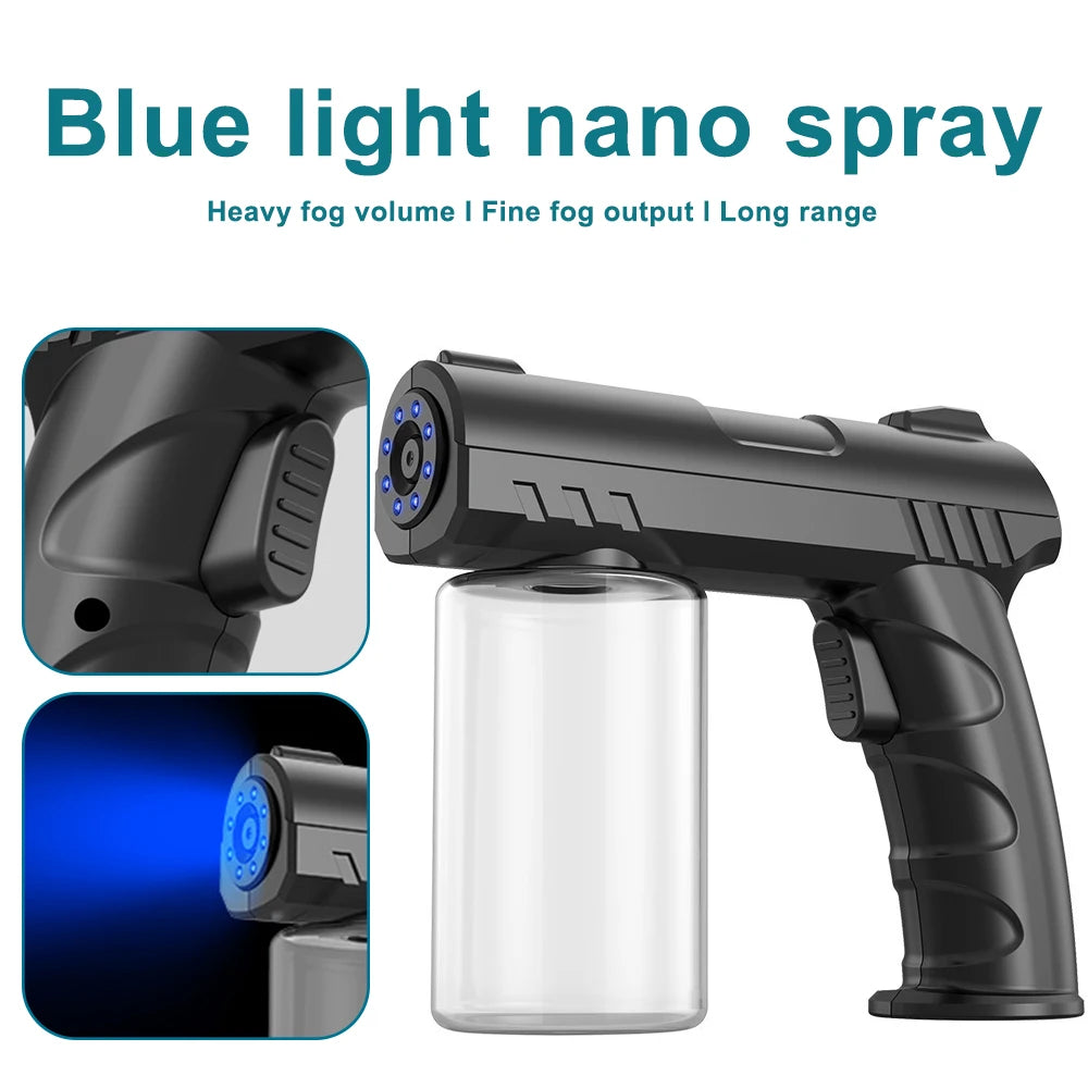 280ML Barber Nano Blue Light Sprayer — Wireless USB Electric Aftershave Steam Spray & Disinfection Gun Atomizer
