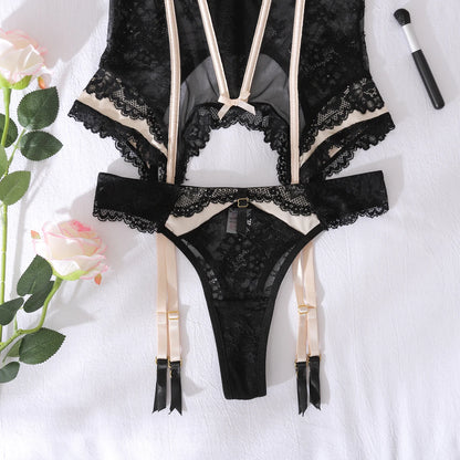 Ellolace Premium Sexy Women’s Lingerie – Willowy Corset 2PC Erotic Bowknot Set