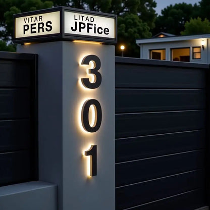 Custom LED House Numbers - Modern Stainless Steel 3D Backlit Address Sign, Waterproof Outdoor Door Plate
