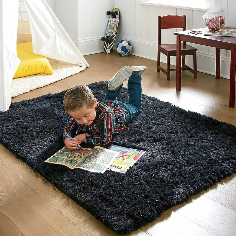 Plush Fluffy Area Rug – Soft Green & Pink Carpet for Living Room, Sofa, Coffee Table, Kids Room, Non-Slip Home Decor Mat