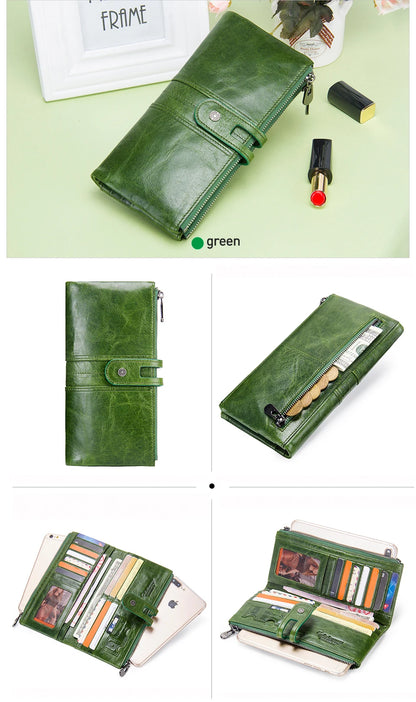 CONTACT'S Men’s Genuine Leather Clutch Wallet – Long Vintage Wallet with Card Holder, Zipper Coin Purse & Money Bag