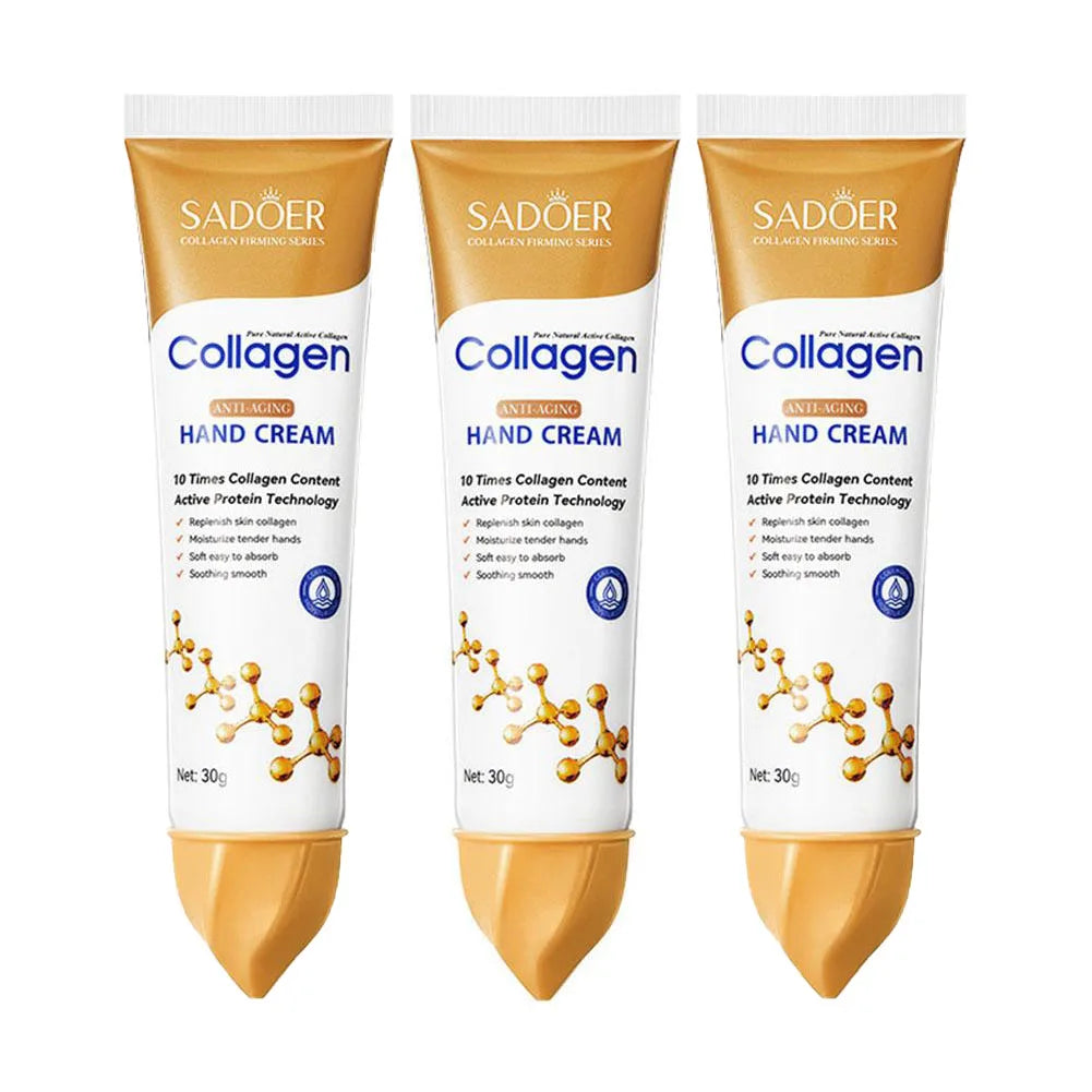 3pcs Collagen Hand Cream 30g — Moisturizing, Skin Softening & Nourishing Korean Skincare for Cracked Hands