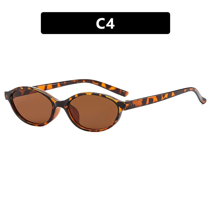 Retro Oval Frame Sunglasses - Trendy Small Cat Eye Punk Style UV Protection Shades