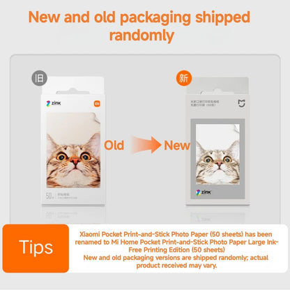 Original Xiaomi ZINK Pocket Printer Paper — 50 Self-Adhesive 3-Inch Sheets for Xiaomi Mini Photo Printer
