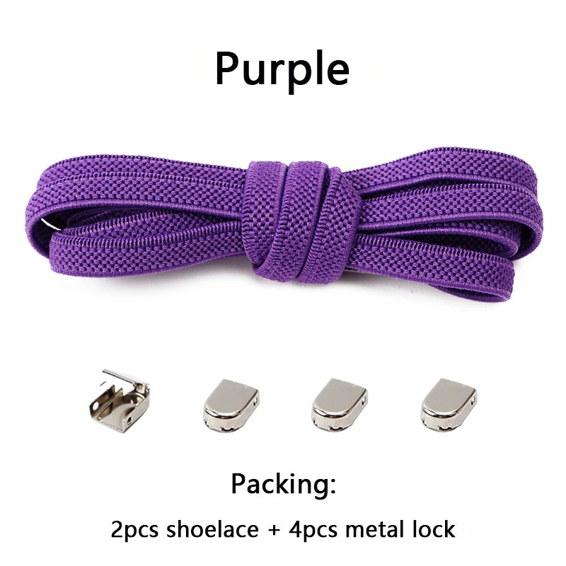 No-Tie Elastic Shoelaces – One Size Fits All Sneakers for Adults & Kids, Flat Tieless Shoestrings