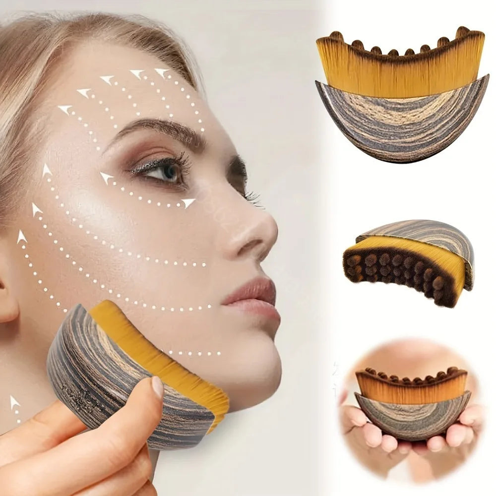 Lymphatic Contour Face Brush – Dry Brushing Massager for Chin, Jawline & Skin Sculpting