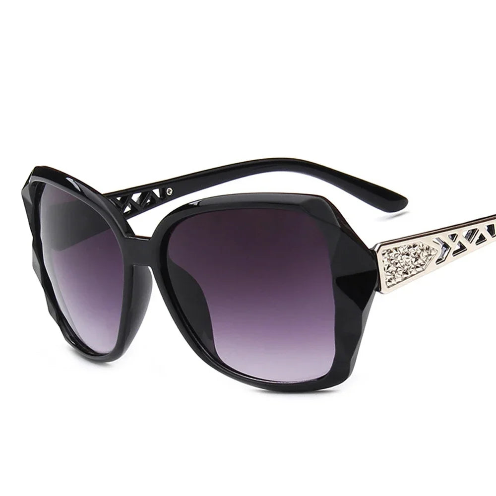 Fashionable Big Purple Sunglasses for Women - Luxury Brand Square Mirror Shades for Ladies