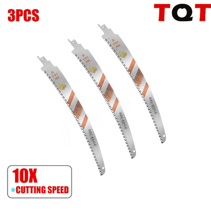 3Pcs Reciprocating Saw Blades Set 6-10-12-15 Inch 6TPI Arc Edge – Heavy Duty Wood Pruning Blades for Tree Trimming & Wood Cutting Tools