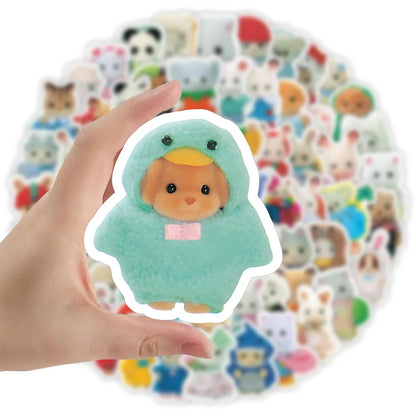 100/200pcs Calico Critters Stickers — Waterproof Cartoon Decals for Laptops, Scrapbooks, Skateboards & Kids’ Decor